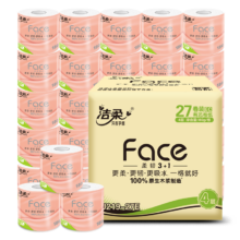 PLUS会员，需首单：洁柔 有芯卷纸 粉Face 4层180克*27卷