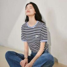 3日10点：INMAN 茵曼 女士条纹短袖T恤 YCY1842041BS9865