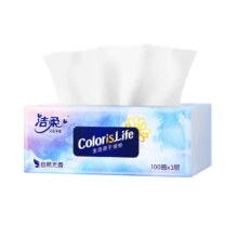 洁柔抽纸3层100抽餐巾纸面巾纸擦手纸缤纷便利抽取式纸抽家用卫生纸批 100抽