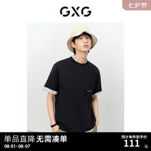 GXG 男装 非正式通勤2.0多色圆领短袖T恤时尚印花 季 黑色 165/S