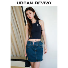 URBAN REVIVO UR2024夏季新款女都市休闲简约撞色刺绣修身无袖背心UWU440039