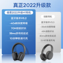 倍思耳机头戴式蓝牙耳机40dB降噪无线音乐70h长续航重低音礼物适用于小米苹果华为 灰黑色