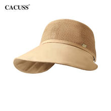 CACUSS 帽子女款2024新款春夏季渔夫帽防晒遮阳帽可调节太阳帽草帽