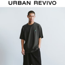 URBAN REVIVO 2024夏季 撞色图案宽松短袖T恤