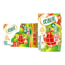 PLUS会员:伊利 优酸乳苹果味果粒酸奶饮品 250g*16盒/箱 4月产 苹果味