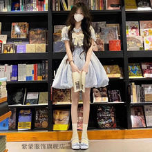 紫蒙 连衣裙夏季2024新款公主短裙学生少女高中初中生女生衣服裙子夏天 时尚韩版蓝色 均码（可备注码数）