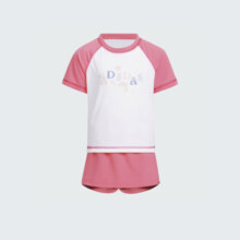 阿迪达斯（adidas）童装24夏男女大童针织运动套装 IY8112粉 140cm