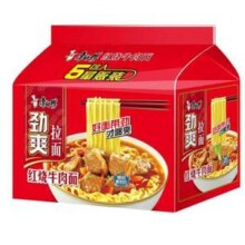 康师傅 劲爽系列方便面 红烧牛肉面 五连包