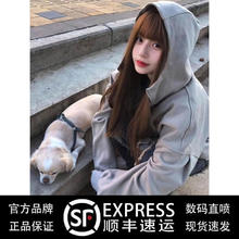 4cm 小众设计感徽章拼接拉链外套男女潮牌简约oversize百搭中性风夹克