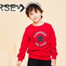Converse匡威儿童装男童卫衣保暖加绒款上衣学生打底衫大童印花女童上衣 探戈红-套头无帽 160(L)cm