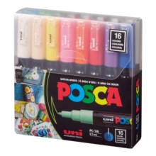 三菱（uni）POSCA系列马克笔（极细）彩色海报广告记号笔标记笔办公绘画手绘涂鸦笔 PC-1M 16色套装