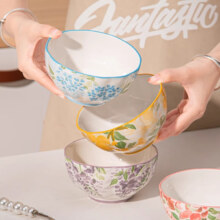 京东百亿补贴：CERAMICS 佩尔森 釉下彩陶瓷 4.5英寸一路生花荷花碗-4色混装