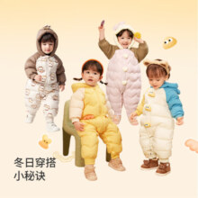 巴拉巴拉婴儿连体衣羽绒服男童款女童秋冬哈衣爬服萌趣时尚 铁锈红61003 66cm