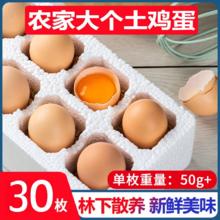 新鲜正宗农家蛋50g+大码蛋散养谷饲鲜鸡蛋整箱批发农场直发