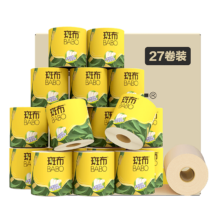 京东百亿补贴、plus会员立减、需首购:斑布有芯卷纸 4层125克*27卷 原生竹浆 立体压花 卫生纸 纸巾 整箱