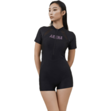 阿瑞娜（arena）2022泳衣女连体保守平角游泳衣遮肚显瘦温泉泳装女士游泳衣温泉 黑色 L