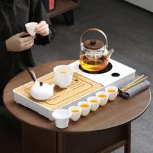 不拙 整套功夫茶具套装家用高档煮茶小茶台小型茶盘一体式茶具套装套餐 1-福菱一体盘+月笼壶+岩香10