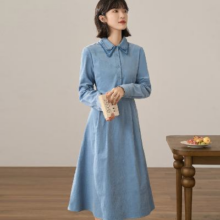 INMAN 茵曼 灯芯绒A字连衣裙