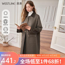 WESTLINK 西遇 设计感灯芯绒中长款外套大衣女2024春新款保暖棕色休闲外套 棕色 S