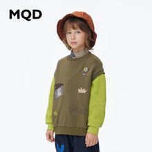 MQD 马骑顿 男大童趣味绣花圆领卫衣
