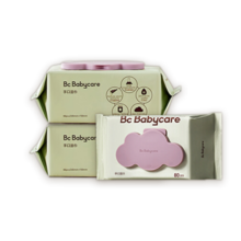 bc babycare湿巾婴儿紫盖湿巾宝贝湿纸巾儿童厚湿巾宝宝手口湿巾纸 紫盖 80抽 3包