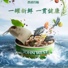 百年全球海鲜品牌，John West 西部约翰 橄榄油浸金枪鱼罐头95g*4罐