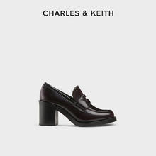 CHARLES & KEITH CHARLES&KEITH24秋新款CK1-60361534时尚学院风高跟单鞋乐福鞋女