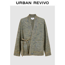 URBAN REVIVO UR2024秋季新款男潮流新中式夹克日式和服道袍牛仔外套UML840083