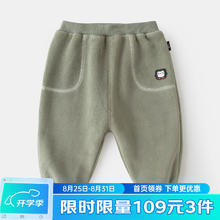 嘟嘟家 宝宝休闲裤冬装男童奥利绒裤子春秋款 灰绿色 90