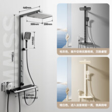 浪鲸（SSWW）淋浴花洒套装大置物架家用沐浴器卫生间卫浴恒温数显可升降 TS2 枪灰恒温【升级背喷】琴键四功能