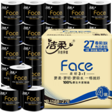 PLUS会员！C&S 洁柔 黑Face卷纸 加厚4层140g27卷