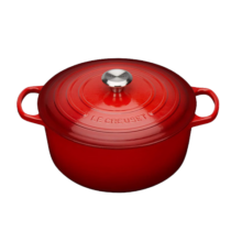 酷彩（Le Creuset）珐琅锅圆形煲汤炖汤锅海鲜锅 炖煮焖煲锅多功能微压进口红色 24cm
