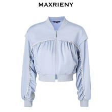 MAXRIENY 运动复古感钻链针织短款外套春季