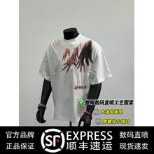 VERAFCA 原创暗黑系数码直喷印花短袖T恤男装痞帅炸街五分袖宽松情侣上衣