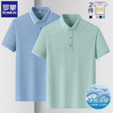 罗蒙（ROMON）两件装短袖t恤男翻领夏季新款冰丝透气polo领打底男士商务体恤衫 灰绿+豆绿 L