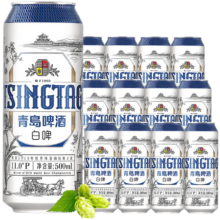 plus会员、概率券:青岛啤酒（TsingTao）精酿白啤 浓郁麦香全麦酿造 500ml*12听
