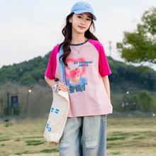 女童短袖T恤夏季2024儿童甜美爱心上衣洋气夏装女大童12岁