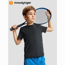 百亿补贴：moodytiger 男童短袖2023夏儿童速干排汗防晒T恤大童运动夏季