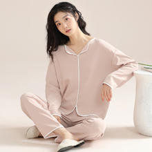 值选、PLUS会员：Miiow 猫人 女士长袖纯棉睡衣 09M10601