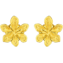 京东百亿补贴：LUKFOOK JEWELLERY 六福珠宝 GMGTBE0007 栀子花开足金耳钉 1.03g