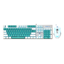 PLUS会员：AULA 狼蛛 F2068Pro 104键 有线机械键盘 白绿 青轴 冰蓝光