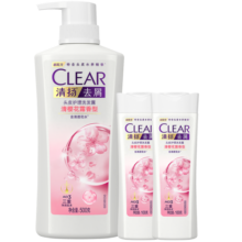 清扬（CLEAR）去屑头皮护理洗发水樱花沁爽香型500g+100g*2  蓬松留香洗头膏