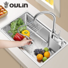 5日20点：OULIN 欧琳 OLWG68440 304不锈钢单槽730*450mm 配不锈钢龙头CFX001