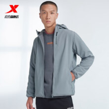 PLUS会员：特步 XTEP  国潮 保暖加绒风衣运动服连帽男
