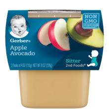 嘉宝（Gerber）婴幼儿辅食 苹果牛油果泥二段6个月以上113g*2盒/组32元 (满1件9折)