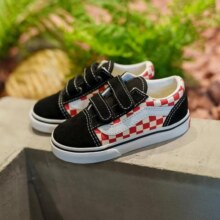 VANS 范斯 Old Skool V棋盘格魔术贴小童板鞋运动鞋