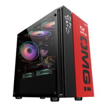 plus会员：i FOR GAME 游戏悍将 OMG-MATX黑色 Micro中小板台式机电脑机箱 M-ATX黑红色