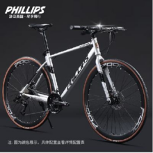 plus会员，京东百亿补贴：菲利普 公路车自行车成人极速700C赛车变速碟刹 太空银 内走线 顺丰 24速 蓝图/顺泰变速 直把