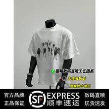 VERAFCA 夏季日系街头趣味人影数码直喷印花设计感圆领宽松短袖T恤男女潮