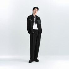 PLUS会员：太平鸟 男装 潮流翻领茄克 黑色 XL